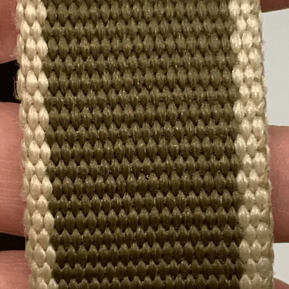 Coach Brown Leather and Army Green Cream Nylon Belt